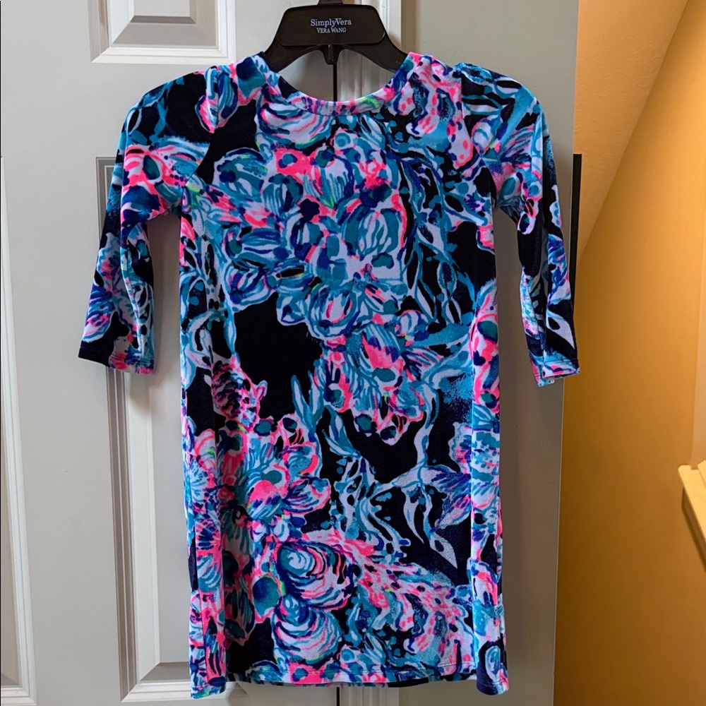 Lilly Pulitzer Girls colorful print velour dress, large (8-10)